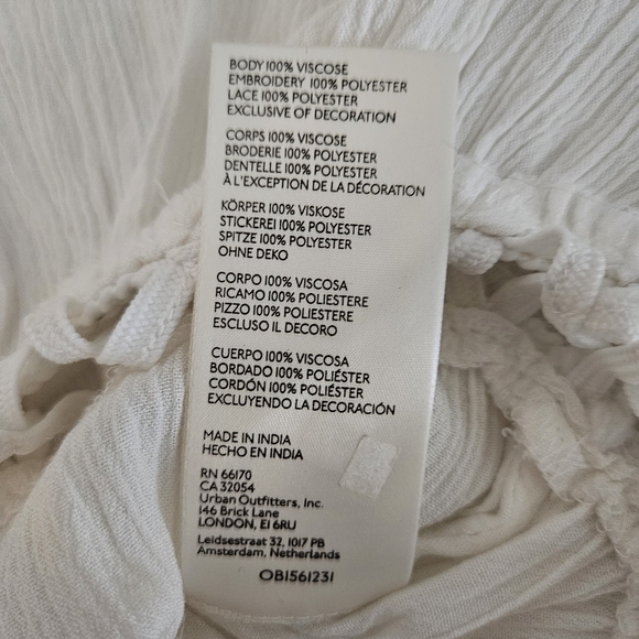 Free People Marissa Embroidered Cutout Ruffle Sleeve Mini Dress Oversize V-Neck - Picture 14 of 15